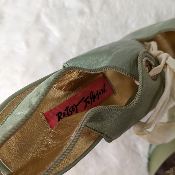 Betsey Johnson Off the Runway Vintage | Green Slingback Platform Heels | 9.5 - Picture 6 of 7